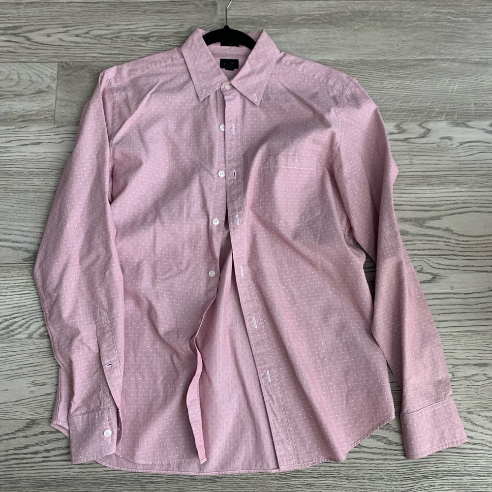 Jcrew mens dress shirt pink with white dots